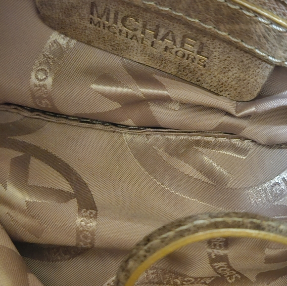 Michael Kors Bronze Metallic Shoulder Bag with MK Pendant - Picture 6 of 7